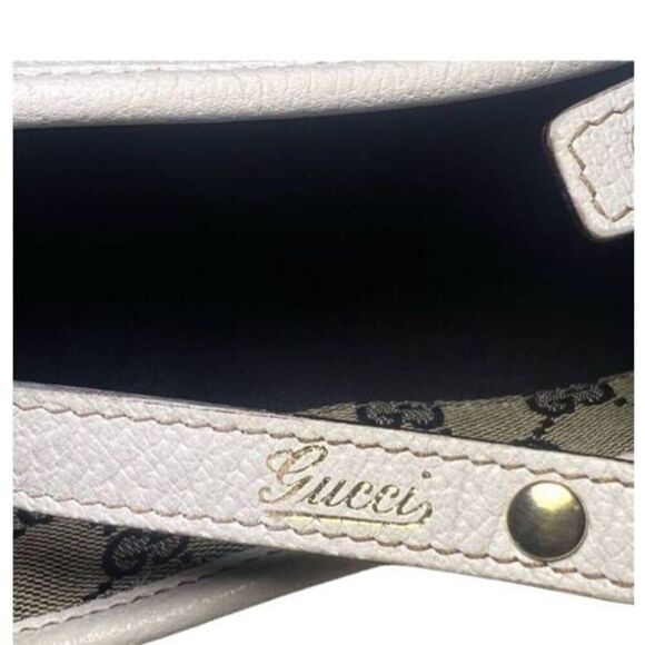 Gucci Women's Abbey D Ring Handbag Canvas Leather Shoulder Bag White - Picture 9 of 12
